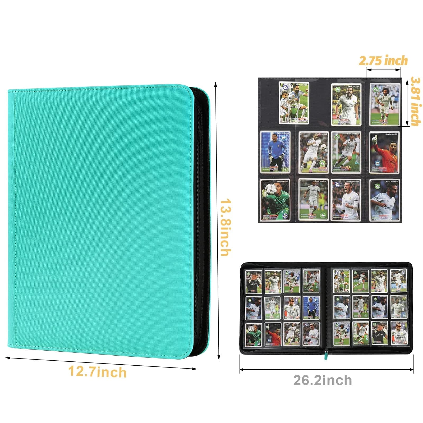 GERMUN 12 Pocket Card Binder with Zipper, 720 Card Capacity, Lake Blue | Acid-Free & PVC-Free Storage - view 2