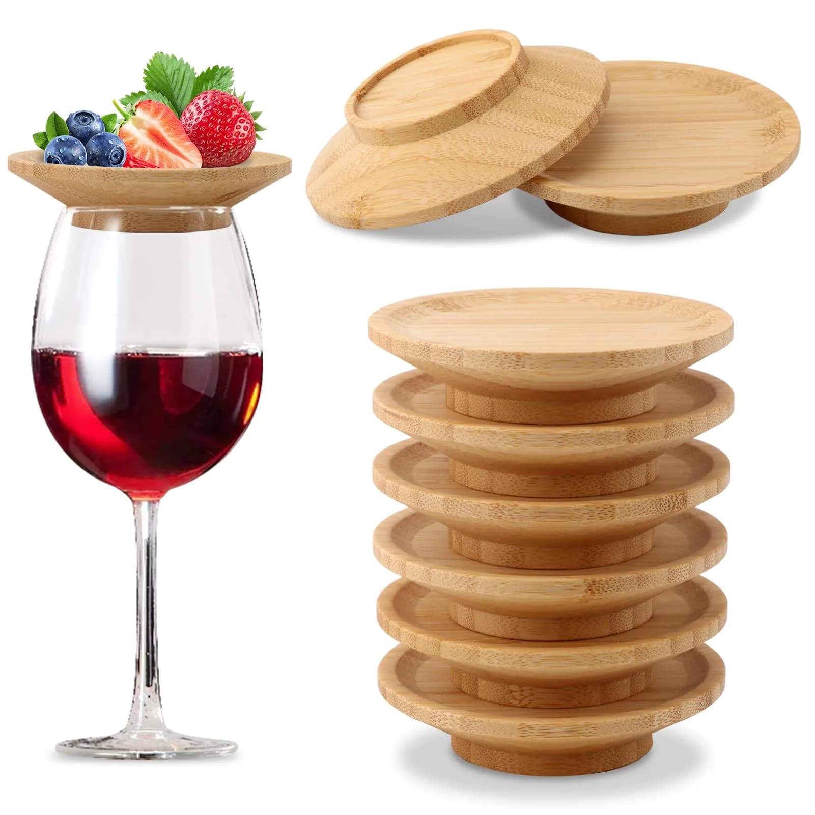 Ranjaner Wine Glass Charcuterie Topper Set | Bamboo Mini Boards for Family & Restaurant Use