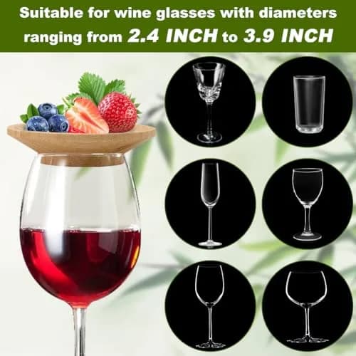 Ranjaner Wine Glass Charcuterie Topper Set | Bamboo Mini Boards for Family & Restaurant Use thumbnail 5
