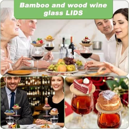 Ranjaner Wine Glass Charcuterie Topper Set | Bamboo Mini Boards for Family & Restaurant Use thumbnail 6
