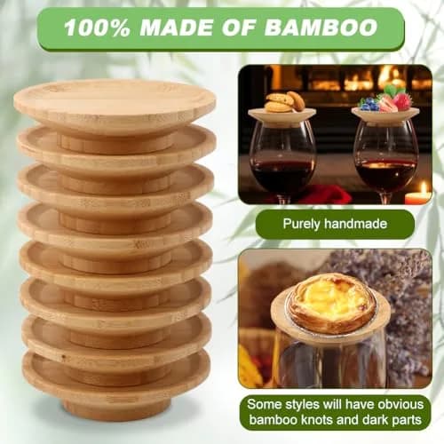 Ranjaner Wine Glass Charcuterie Topper Set | Bamboo Mini Boards for Family & Restaurant Use thumbnail 3