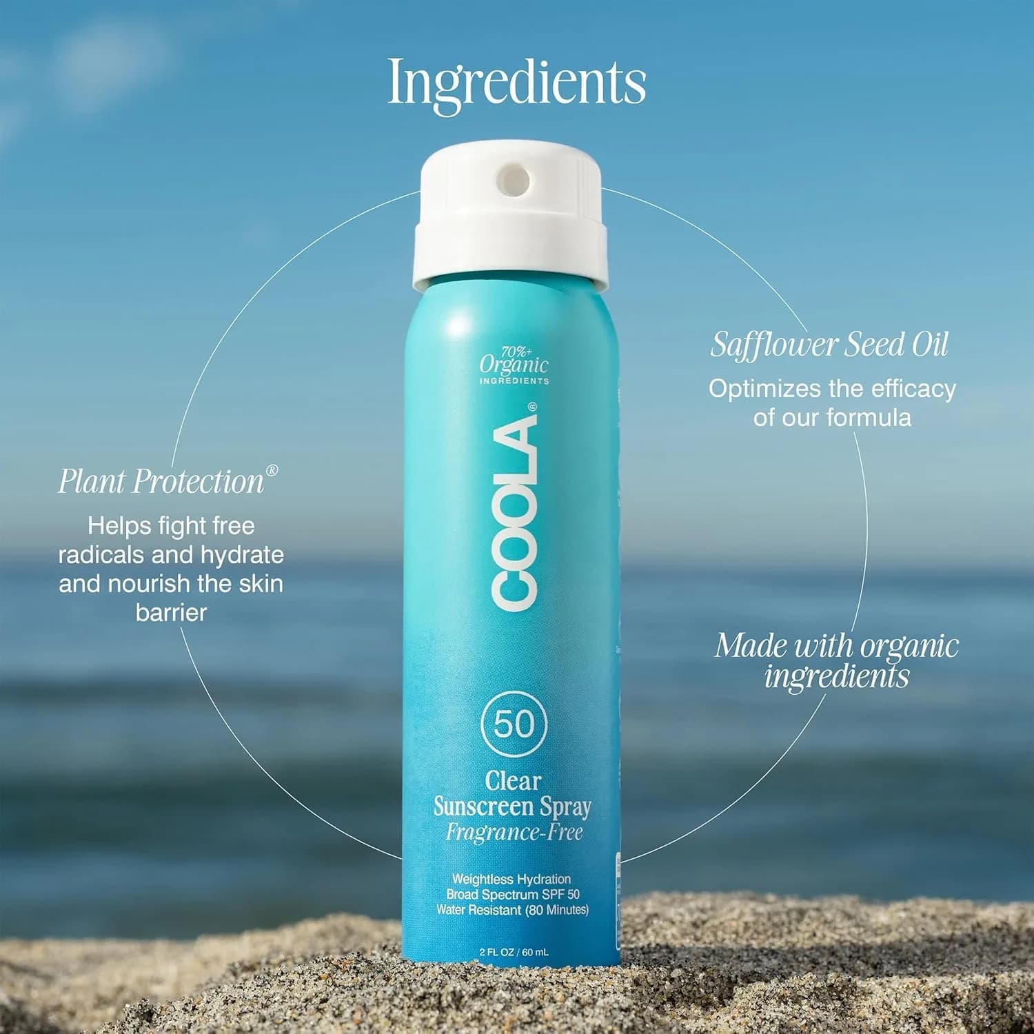 COOLA Organic Sunscreen SPF 50 Sunblock Spray, Fragrance Free, Vegan & Gluten Free, 5.4 Fl Oz (161 ml) - view 5