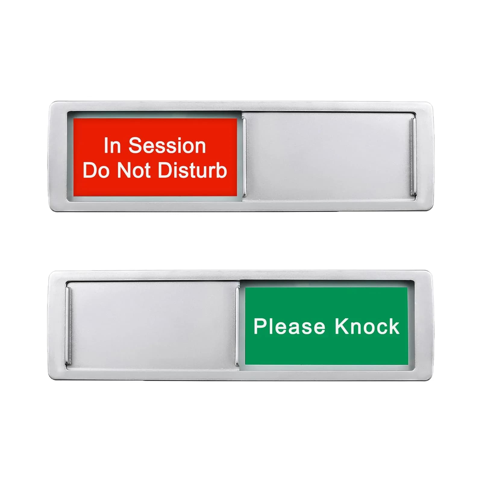 LoYinLo 'In Session Do Not Disturb Please Knock' Silver Slider Sign 7x2 Inches - main product image