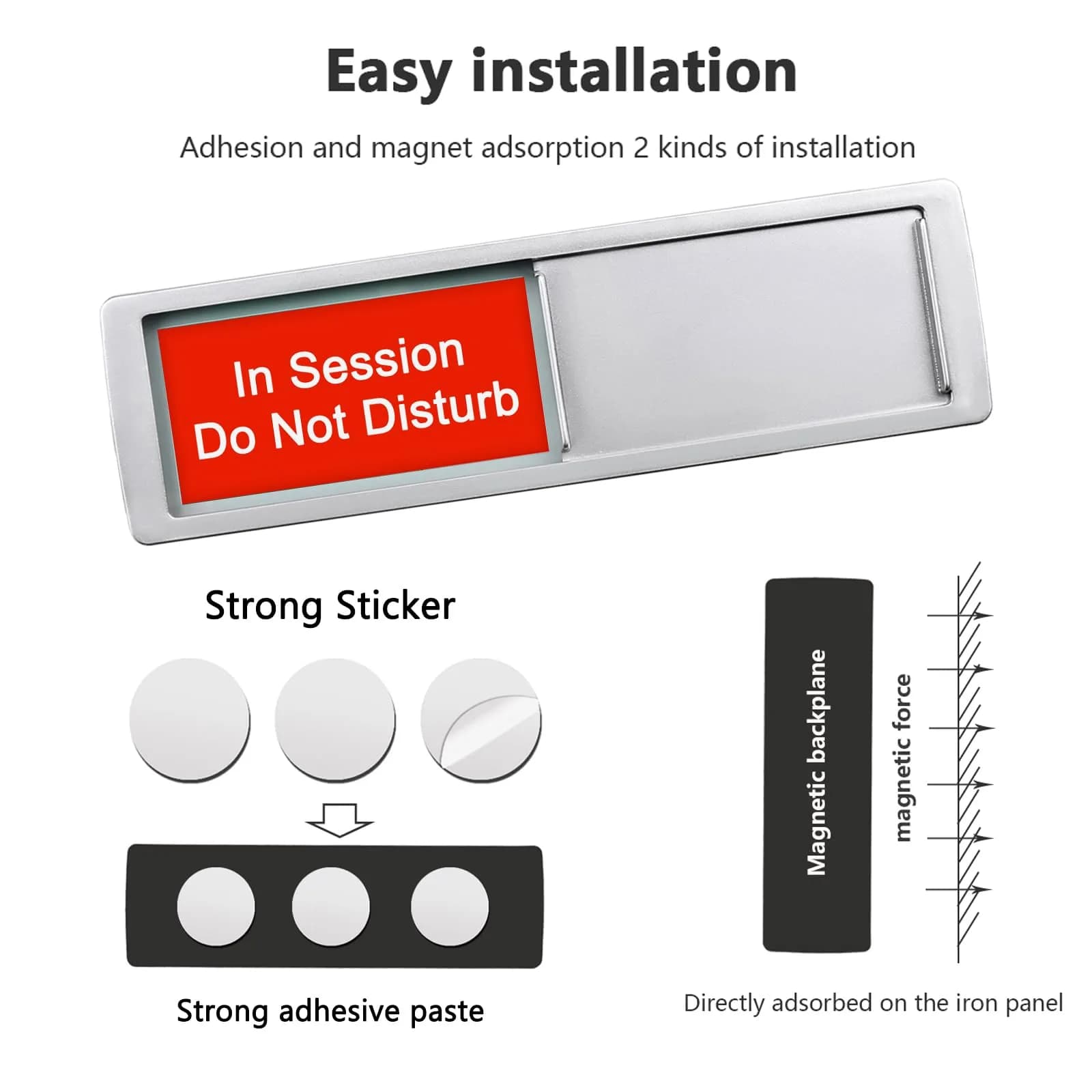 LoYinLo 'In Session Do Not Disturb Please Knock' Silver Slider Sign 7x2 Inches - view 2