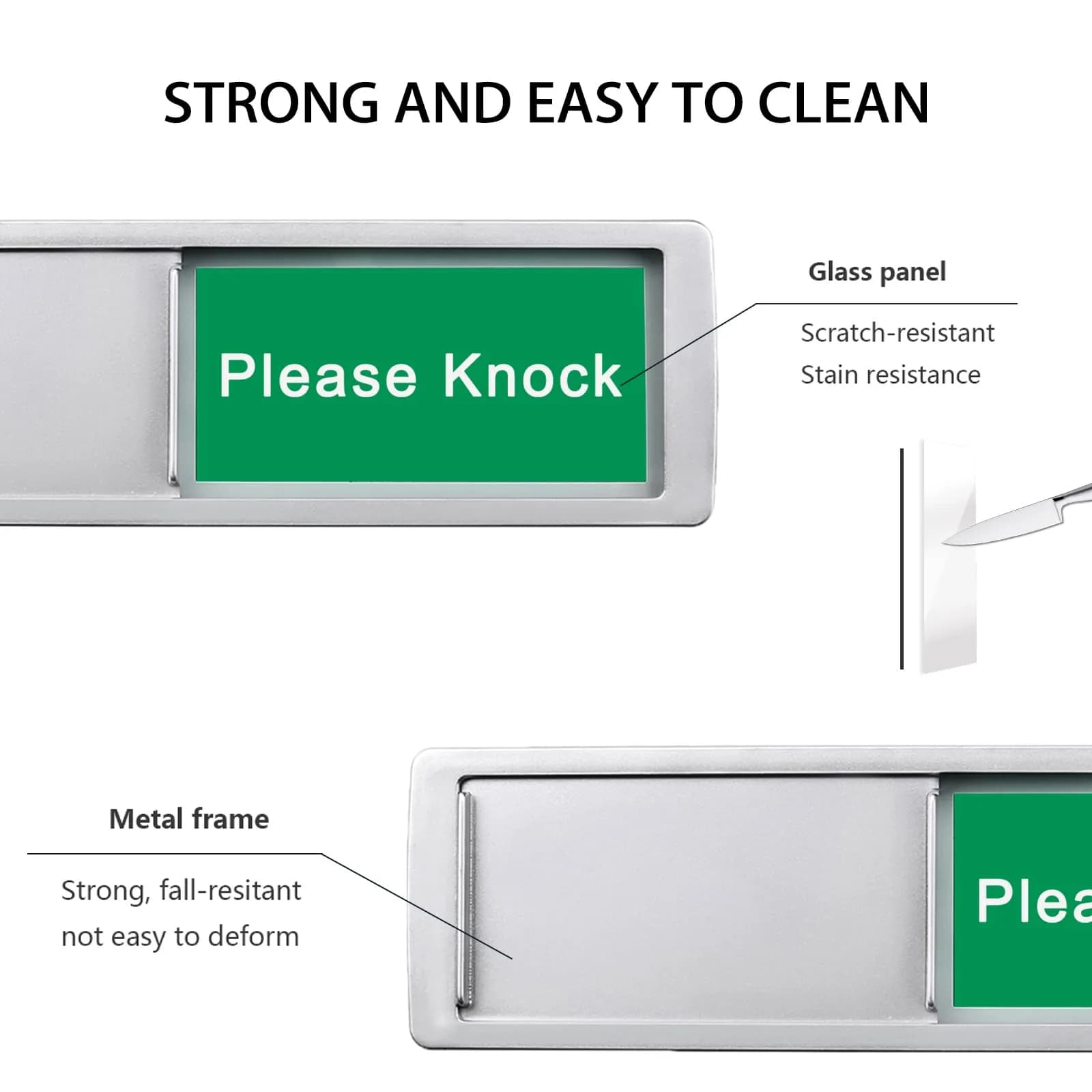 LoYinLo 'In Session Do Not Disturb Please Knock' Silver Slider Sign 7x2 Inches - view 3