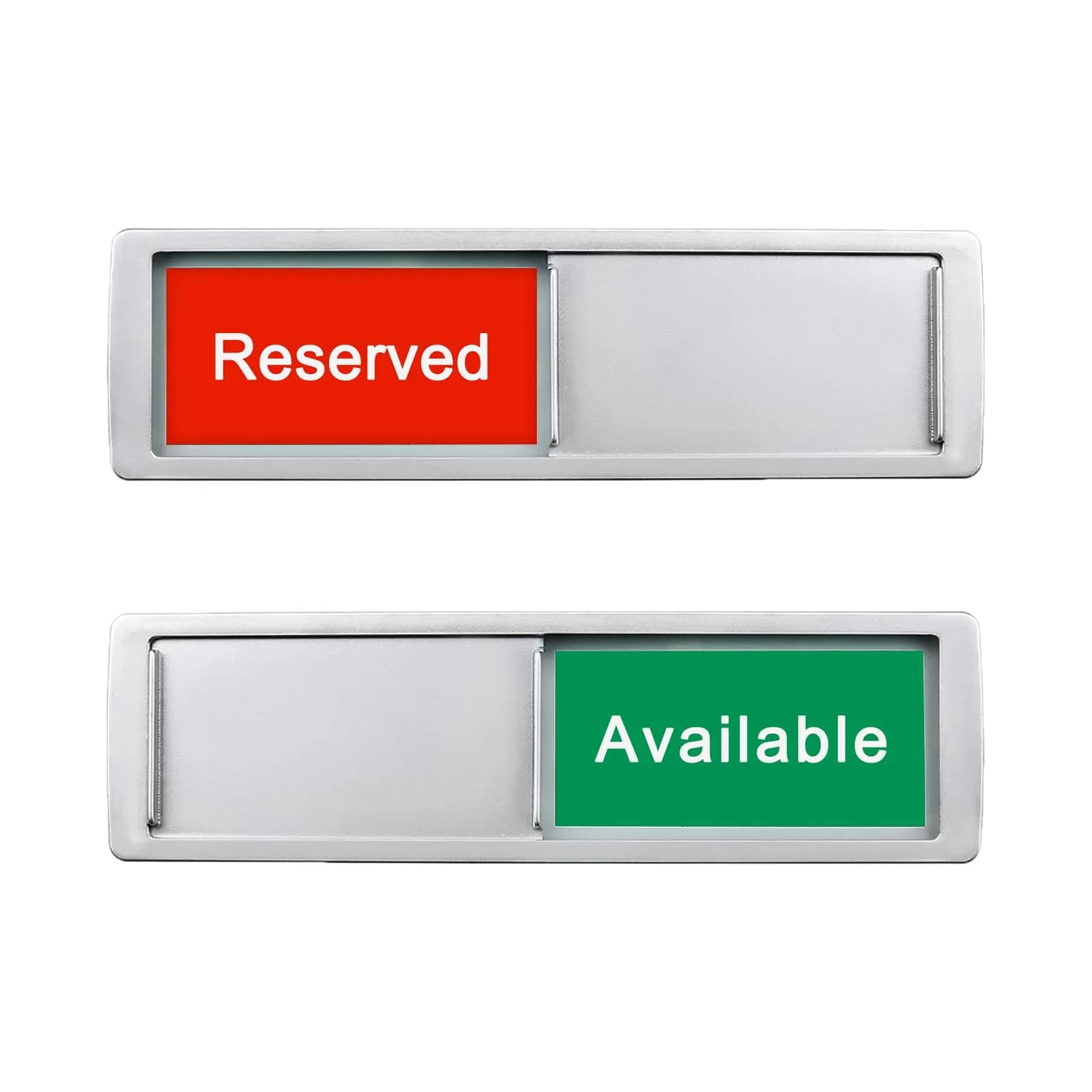 LoYinLo Available Reserved-Silver Slider Door Sign 18cm x 5cm | Clear Privacy Indicator - main product image