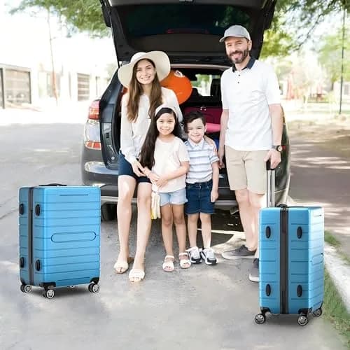 sugsugme 3-Piece Pink Hardshell Suitcase Set with TAS Lock & Spinner Wheels | Lightweight Carry-On with Adjustable Handle (Sky Blue) | 11 x 28 x 21 inches thumbnail 9
