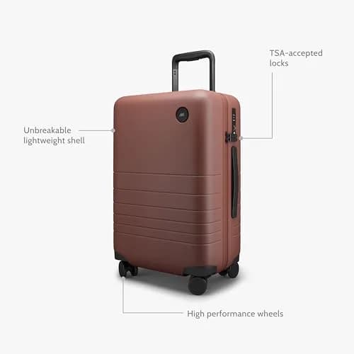 Monos Carry-On Plus Luggage (23"), Lightweight Hardside Spinner Suitcase with TSA Lock, Airline Approved, Terracotta, Red thumbnail 4