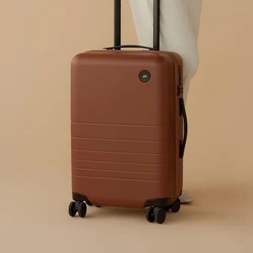 Monos Carry-On Plus Luggage (23"), Lightweight Hardside Spinner Suitcase with TSA Lock, Airline Approved, Terracotta, Red thumbnail 2