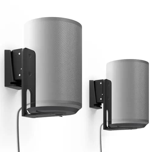 PUTORSEN Speaker Wall Mount for Sonos Era 100, Tilt & Swivel, 2 Pack Black | Secure Metal Bracket for Enhanced Audio thumbnail 1