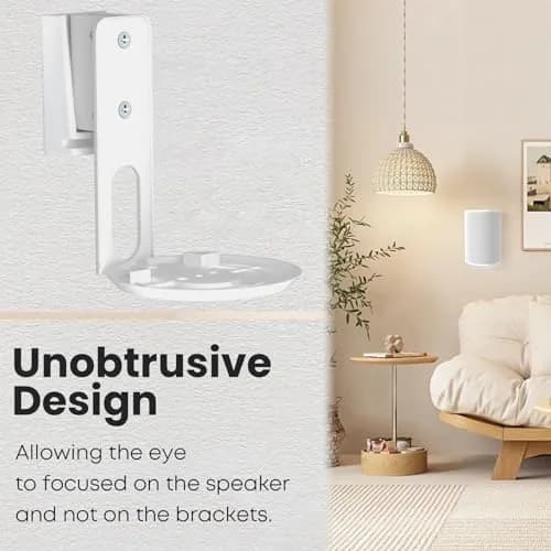 PUTORSEN Speaker Wall Mount for Sonos Era 100, Tilt & Swivel, 2 Pack White | Metal Mount Bracket for Better Audio Enjoyment thumbnail 5