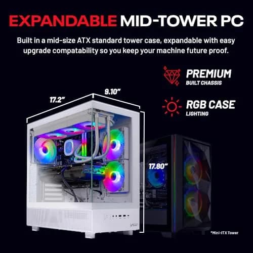 Skytech Gaming Azure 3 Gaming PC, AMD Ryzen 7 9800X3D 4.7GHz, NVIDIA RTX 5080 16GB VRAM, 2TB NVMe SSD, 32GB DDR5 RAM 6000, 850W Gold ATX 3 PSU, 360 ARGB AIO, Wi-Fi 5, Windows 11, Desktop | High-Performance Gaming Rig thumbnail 4