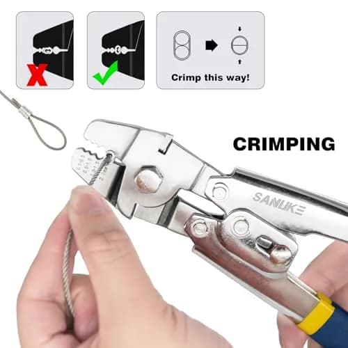 Sanuke Wire Rope Crimping Kit, Cable Swaging Tool Crimps up to 2.2mm | Heavy Duty Stainless Steel thumbnail 4
