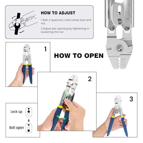 Sanuke Wire Rope Crimping Kit, Cable Swaging Tool Crimps up to 2.2mm | Heavy Duty Stainless Steel thumbnail 6