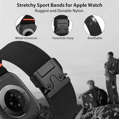 Unbeinst Elastic Sport Band for Apple Watch Ultra 3/2/1 49mm Men Women | Adjustable Nylon Parachute Buckle thumbnail 2