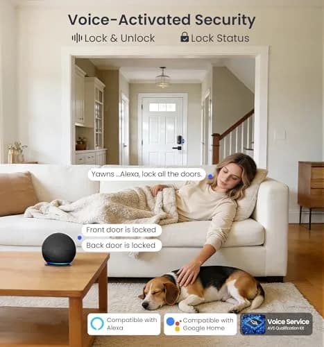 Veise VE012W WiFi Fingerprint Smart Lock for Front Door, Matte Black - 1.68 lbs (0.76 kg) thumbnail 5