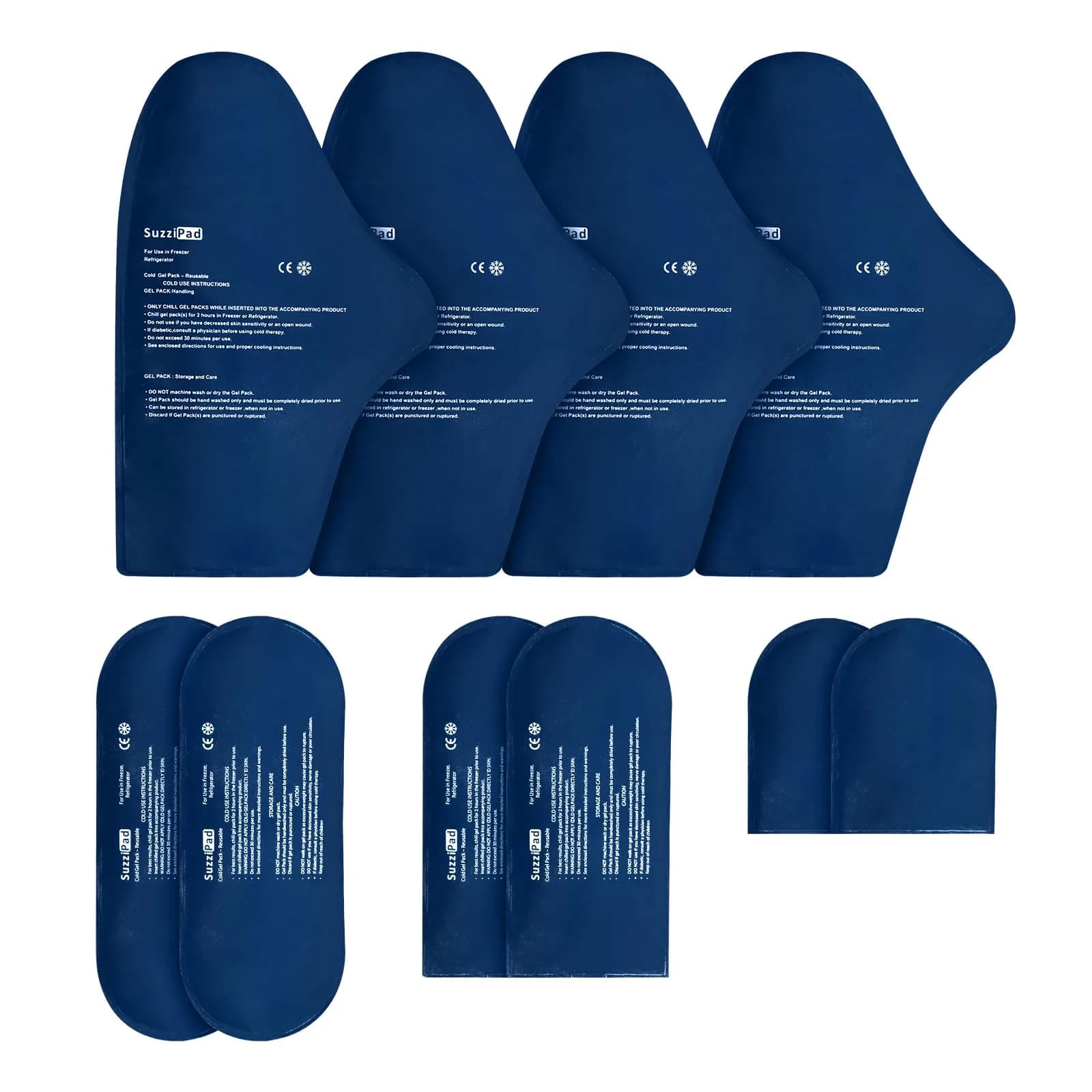 SUZZIPAD Replacement Ice Gel Packs 10-Piece Set L Black | Reusable Cooling Gel Packs Prolong Therapy Session — L