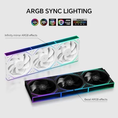 Thermalright TL-M12QRW X3 120mm Reverse Case Fans 3-Pack White | PWM ARGB Infinity Mirror Lighting thumbnail 4