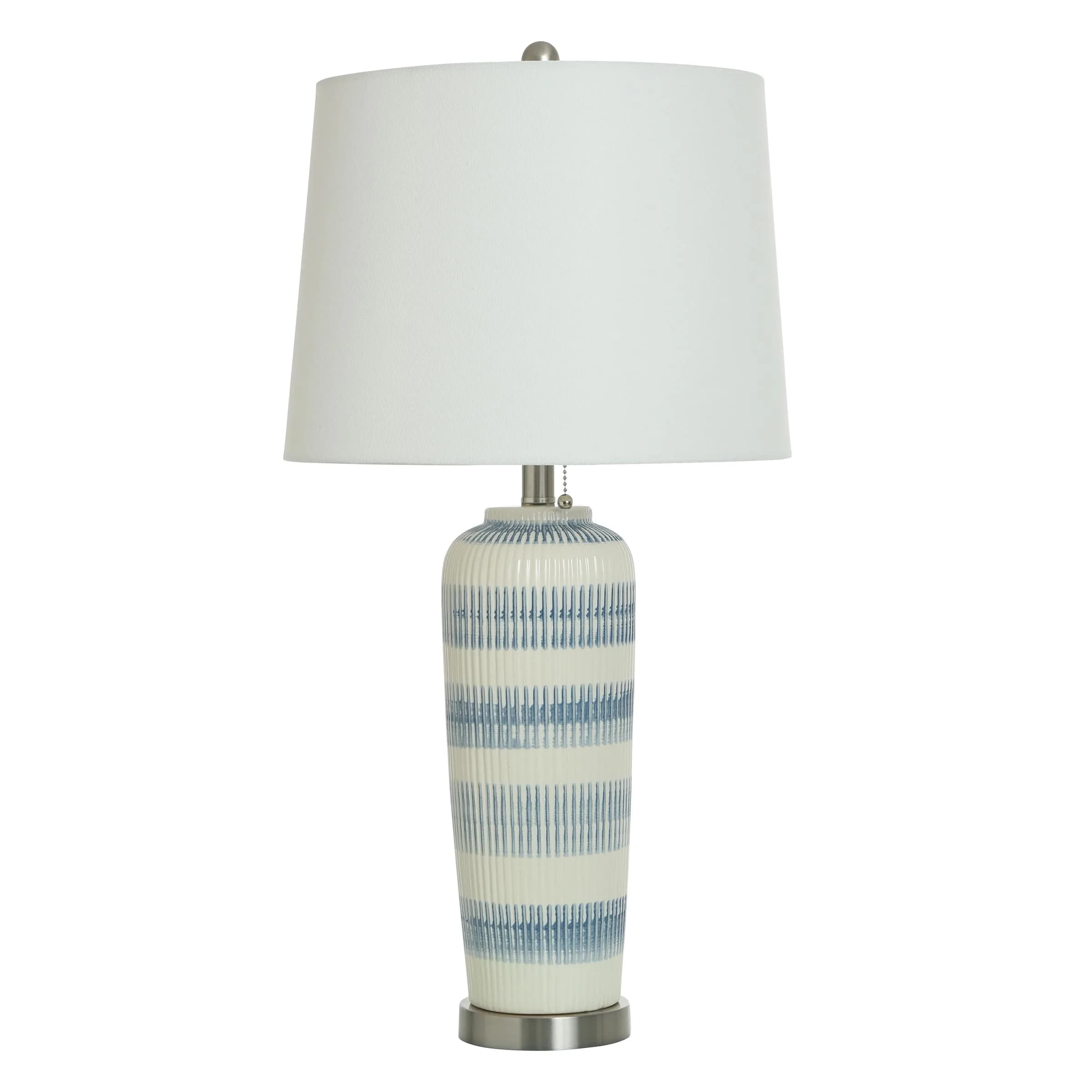 Stylecraft Home Collection Caleb Ceramic Table Lamp - Blue Ivory - Off-White Shade | Elegant Indoor Lighting