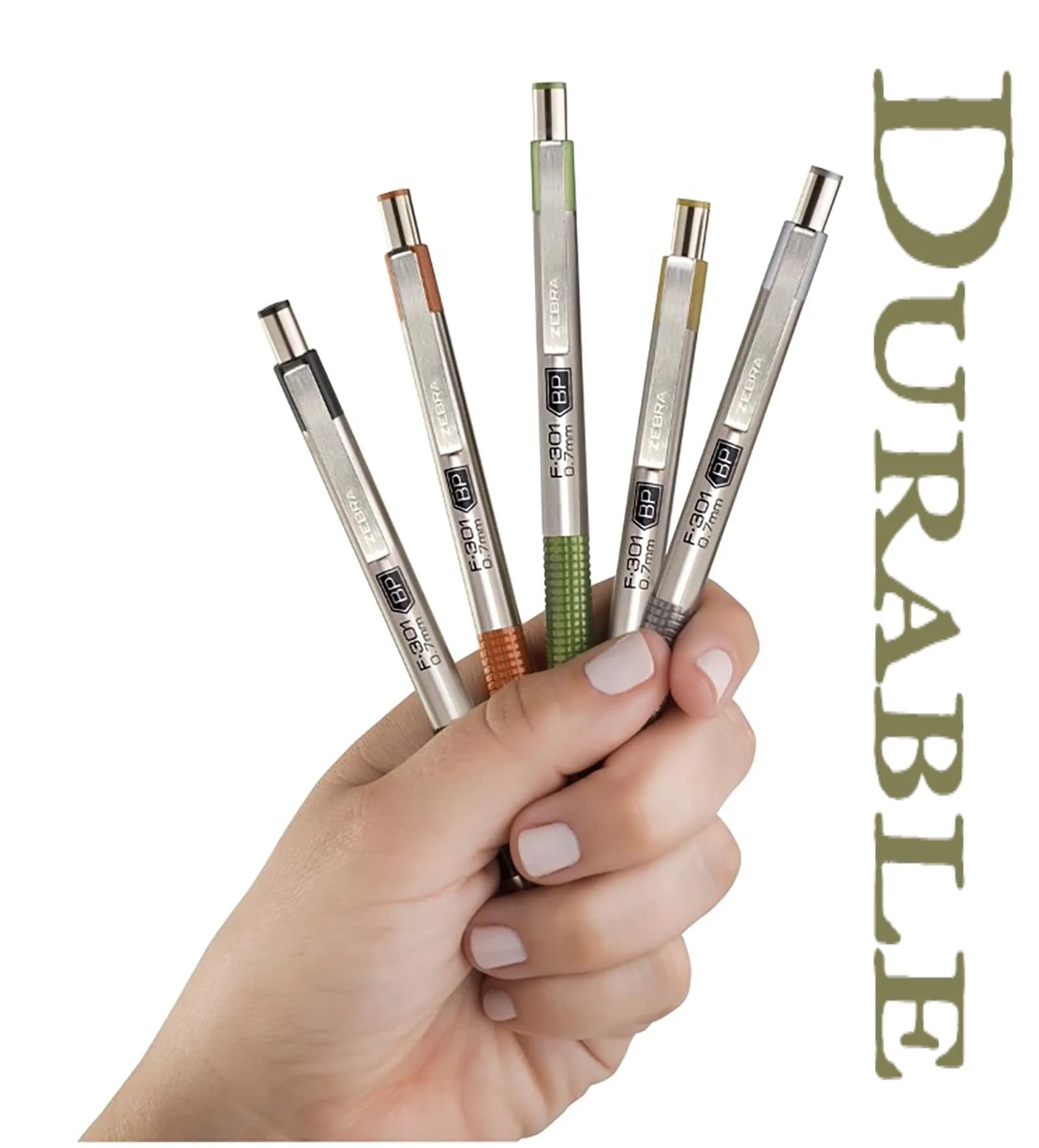 Zebra Pen F-301 Signature Series Retractable Ballpoint Pen, 0.7mm, Black Ink, Stainless-Steel Barrel, 4-Pack - view 3