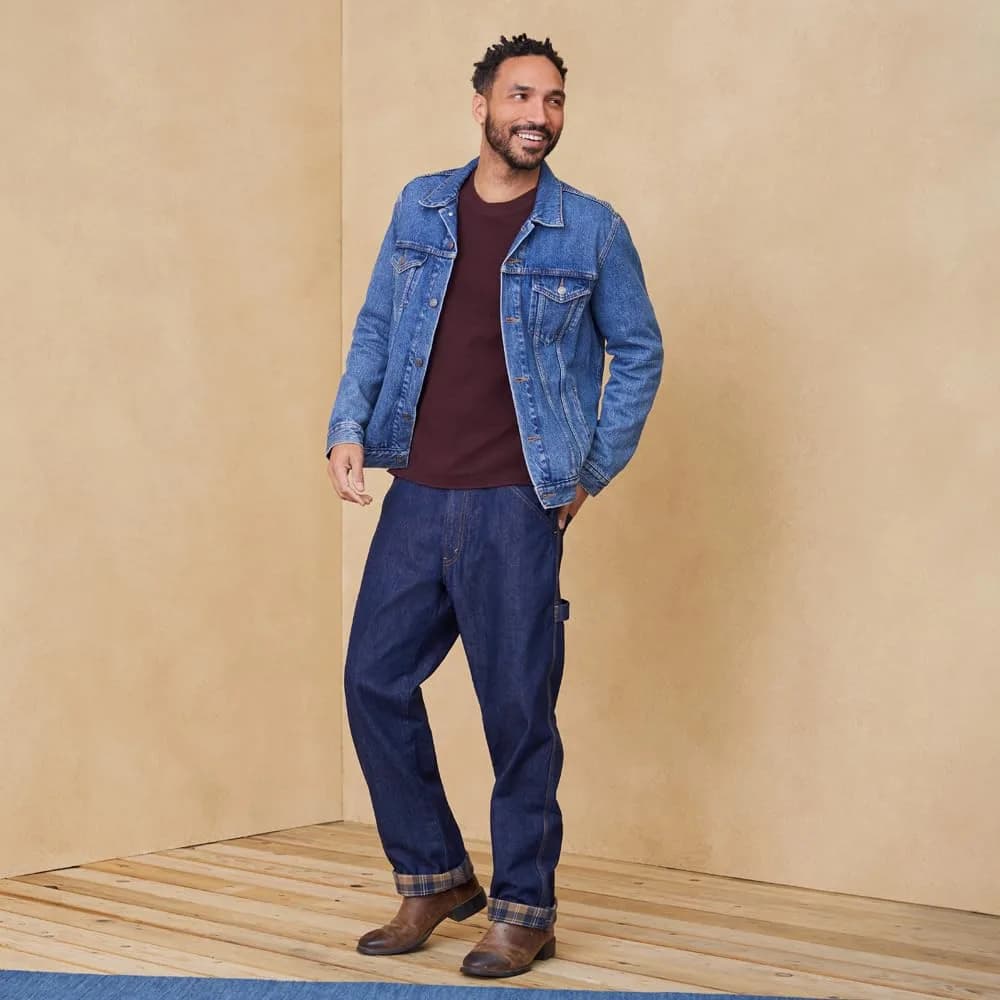 Levi Strauss Signature Gold Men's Carpenter Jeans Indigo Rinse Flannel Lined 29W x 32L | Loose Fit for Work & Everyday - view 3