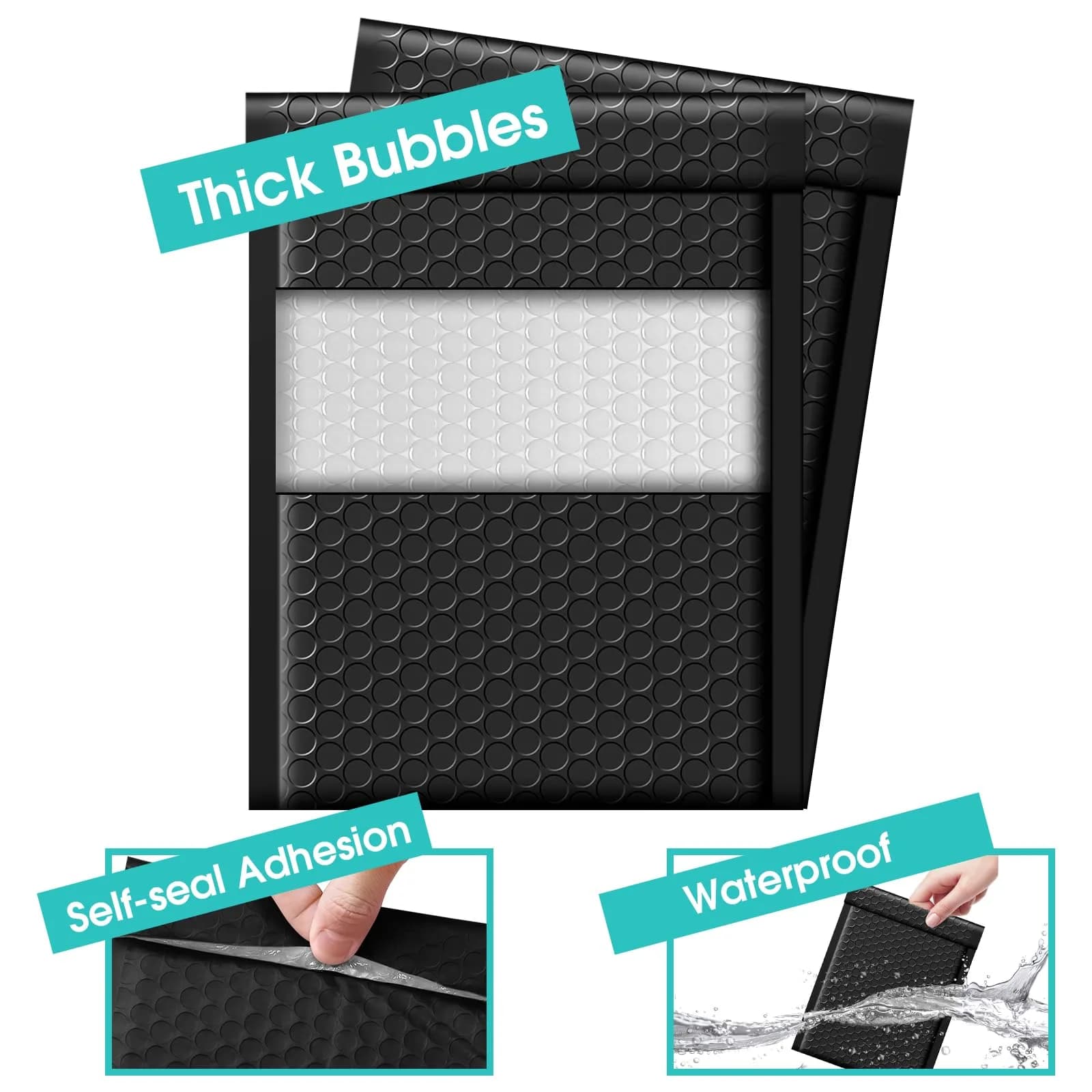 Fuxury Black Bubble Mailers 6x10 Inch (9600 PCS) | Padded Envelopes for Small Business Mailing - view 3