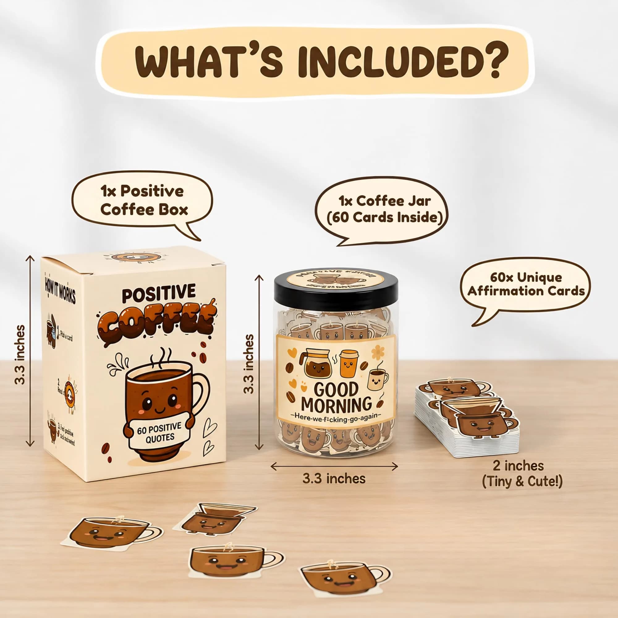 DEARMINE Positive Coffee Jar with 60 Affirmation Cards, 8.5 Ounces | Daily Positivity Boost - view 3