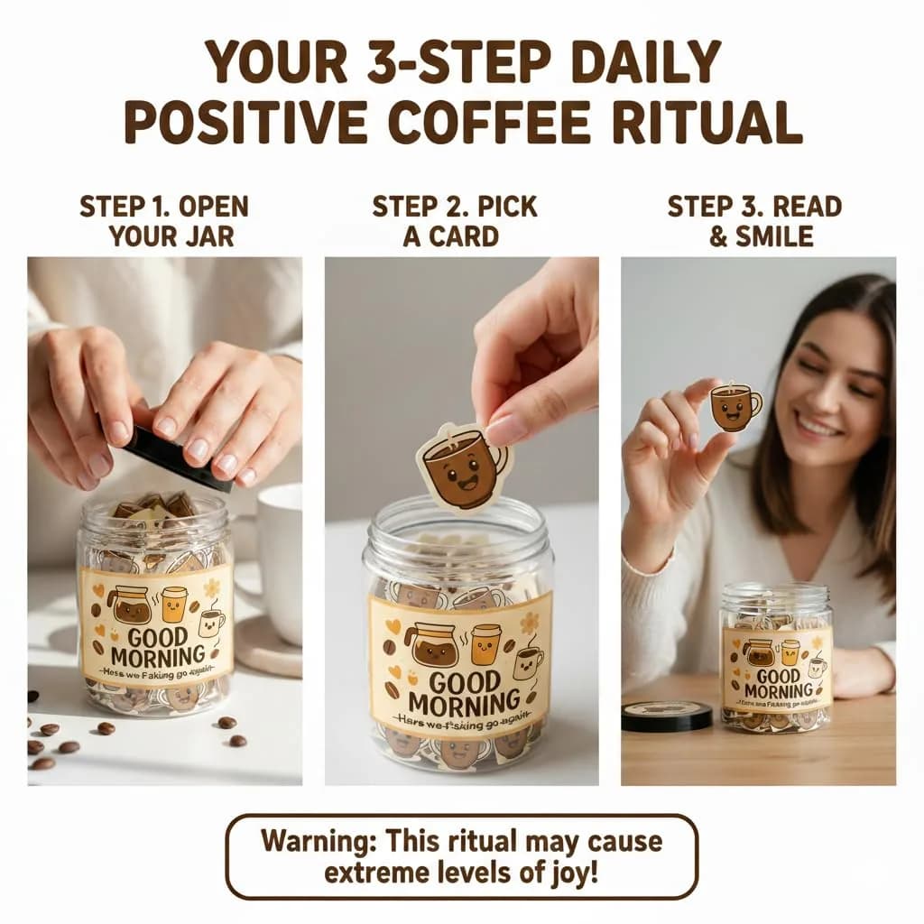 DEARMINE Positive Coffee Jar with 60 Affirmation Cards, 8.5 Ounces | Daily Positivity Boost - view 4