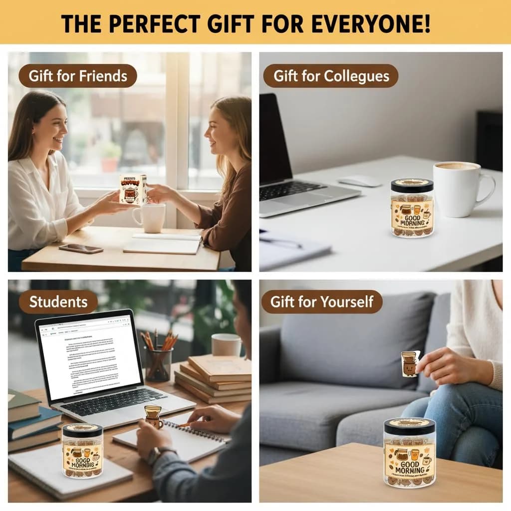 DEARMINE Positive Coffee Jar with 60 Affirmation Cards, 8.5 Ounces | Daily Positivity Boost - view 5