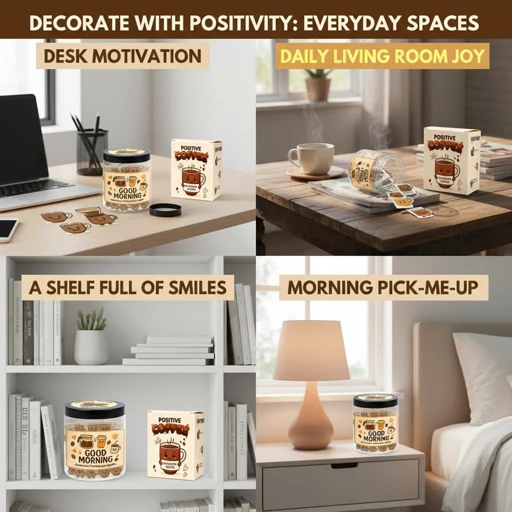 DEARMINE Positive Coffee Jar with 60 Affirmation Cards, 8.5 Ounces | Daily Positivity Boost - view 6