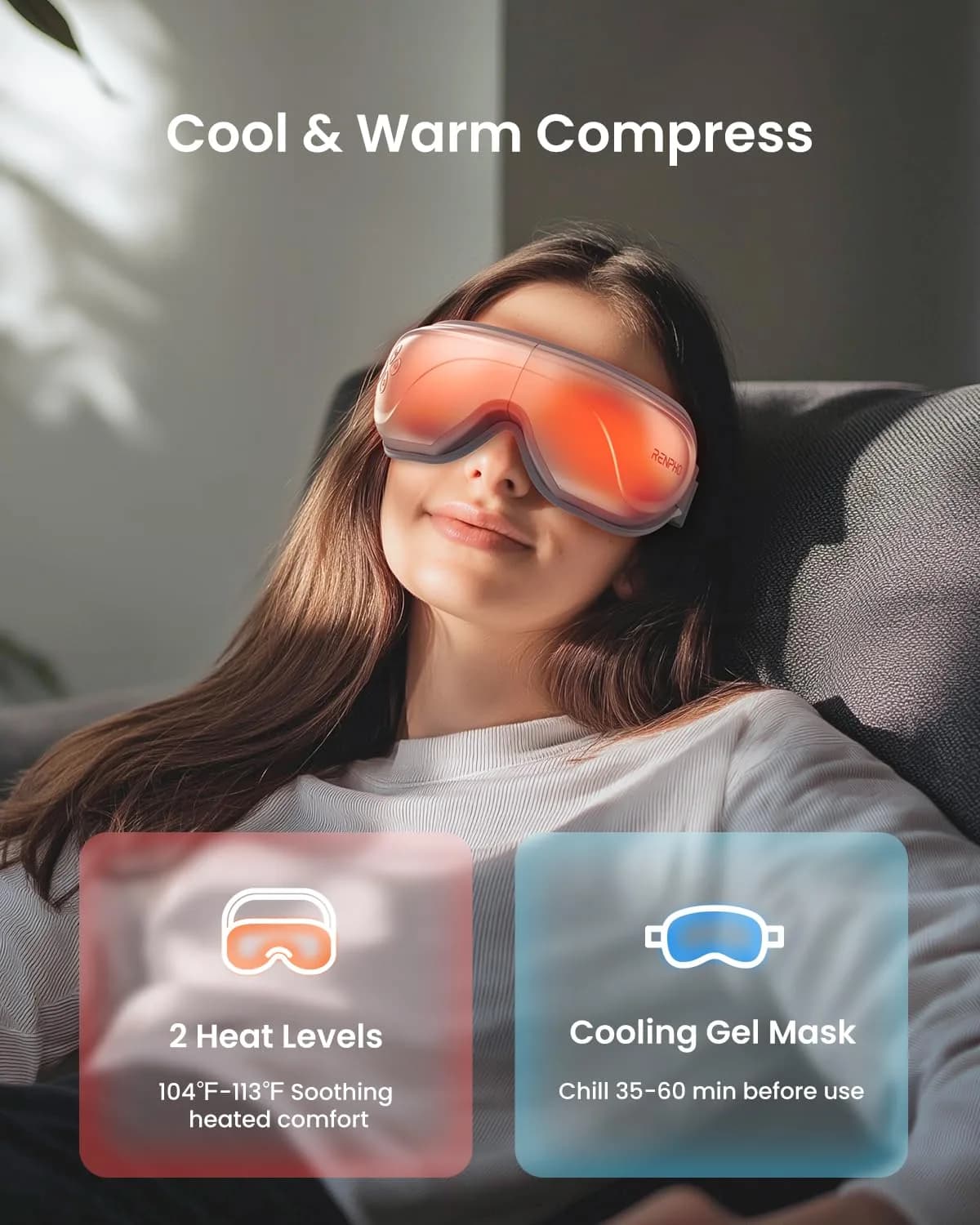 RENPHO Eyeris 2 Eye Massager with Heat & Cooling, Heated Eye Mask, 1500mAh Battery | Relieves Dry Eyes & Tension - view 2