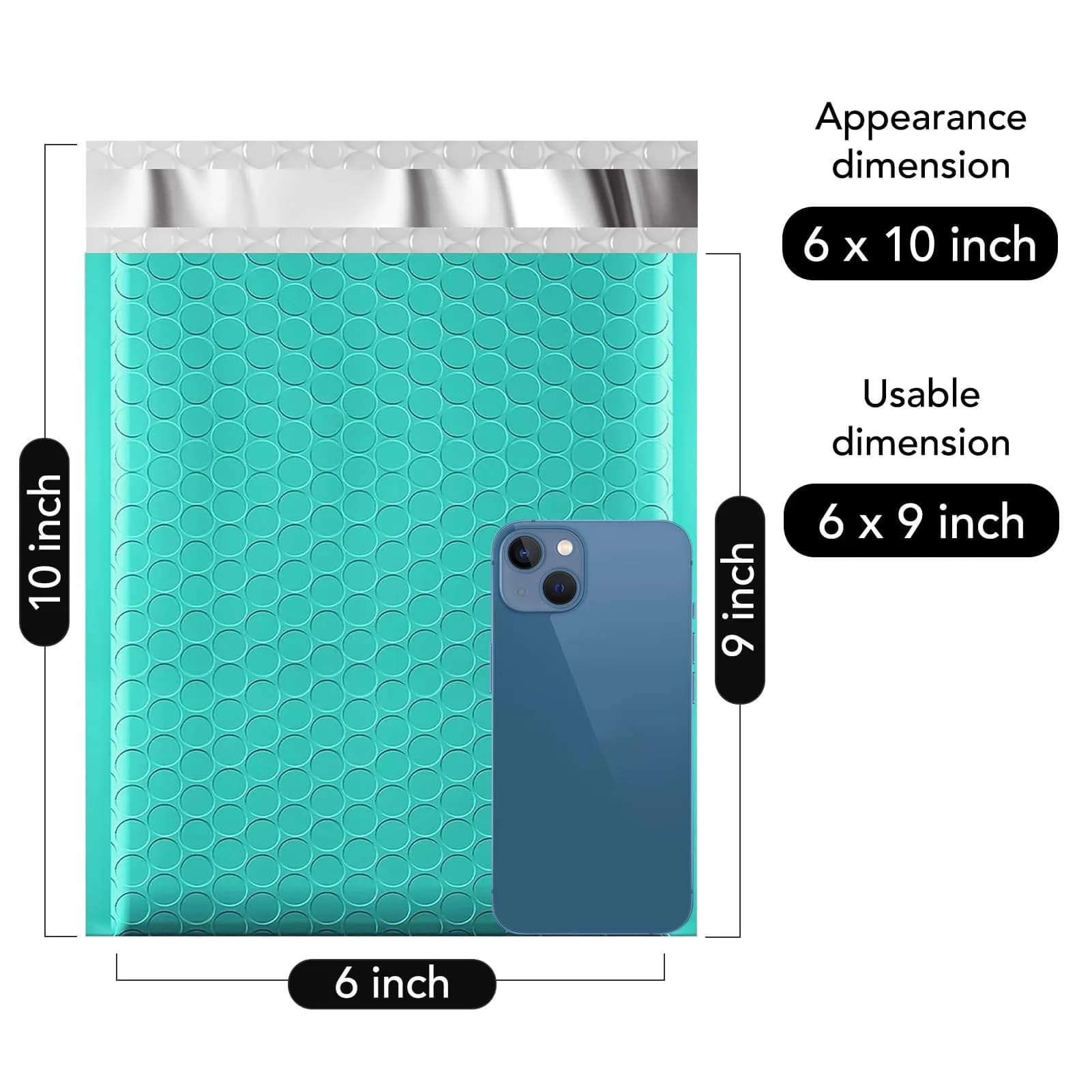 Fuxury Teal Bubble Mailers 6x10" (9600 Pack) | Bulk Value Pack for Small Business Mailing - view 2