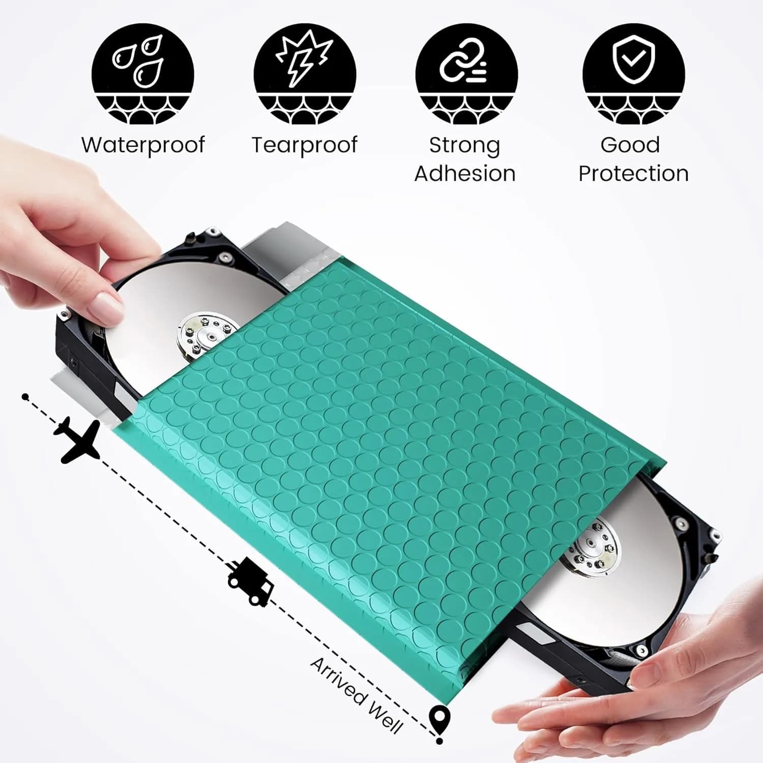 Fuxury Teal Bubble Mailers 6x10" (9600 Pack) | Bulk Value Pack for Small Business Mailing - view 4