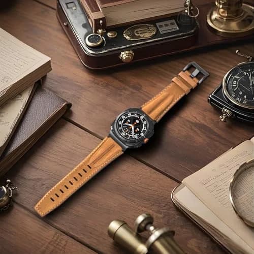 Bouixel Genuine Leather Band for Samsung Galaxy Watch Ultra 2/1 47mm | Black-Deep Brown thumbnail 7