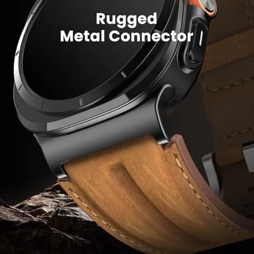 Bouixel Genuine Leather Band for Samsung Galaxy Watch Ultra 2/1 47mm | Black-Deep Brown thumbnail 2