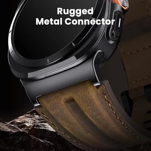 Bouixel Genuine Leather Band for Samsung Galaxy Watch Ultra 47mm | Black-Dark Coffee thumbnail 2