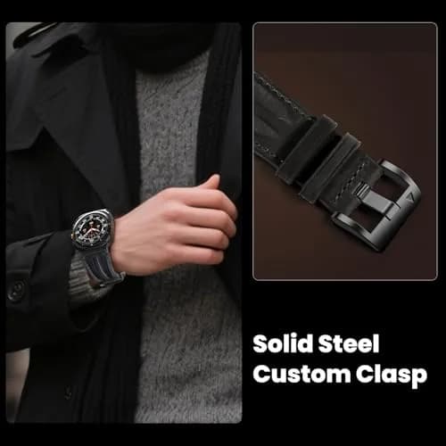 Bouixel Genuine Leather Band for Samsung Galaxy Watch Ultra 2/1 47mm | Black-Black thumbnail 6