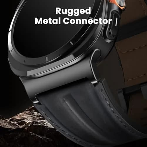 Bouixel Genuine Leather Band for Samsung Galaxy Watch Ultra 2/1 47mm | Black-Black thumbnail 2