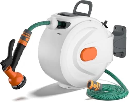 sugsugme Retractable Garden Hose Reel 1/2 Inch x 100ft | Auto Lock & Tangle-Free Storage thumbnail 1
