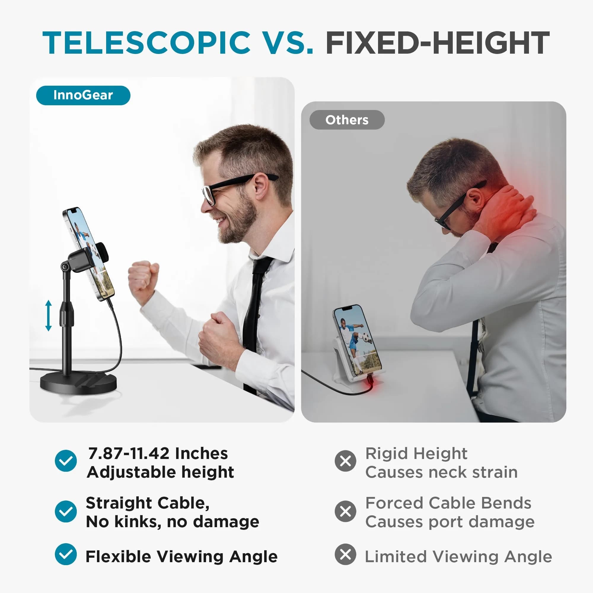 InnoGear Telescopic Webcam Stand with Phone Holder | 29.5 cm (11.42") Height Adjustment - view 2