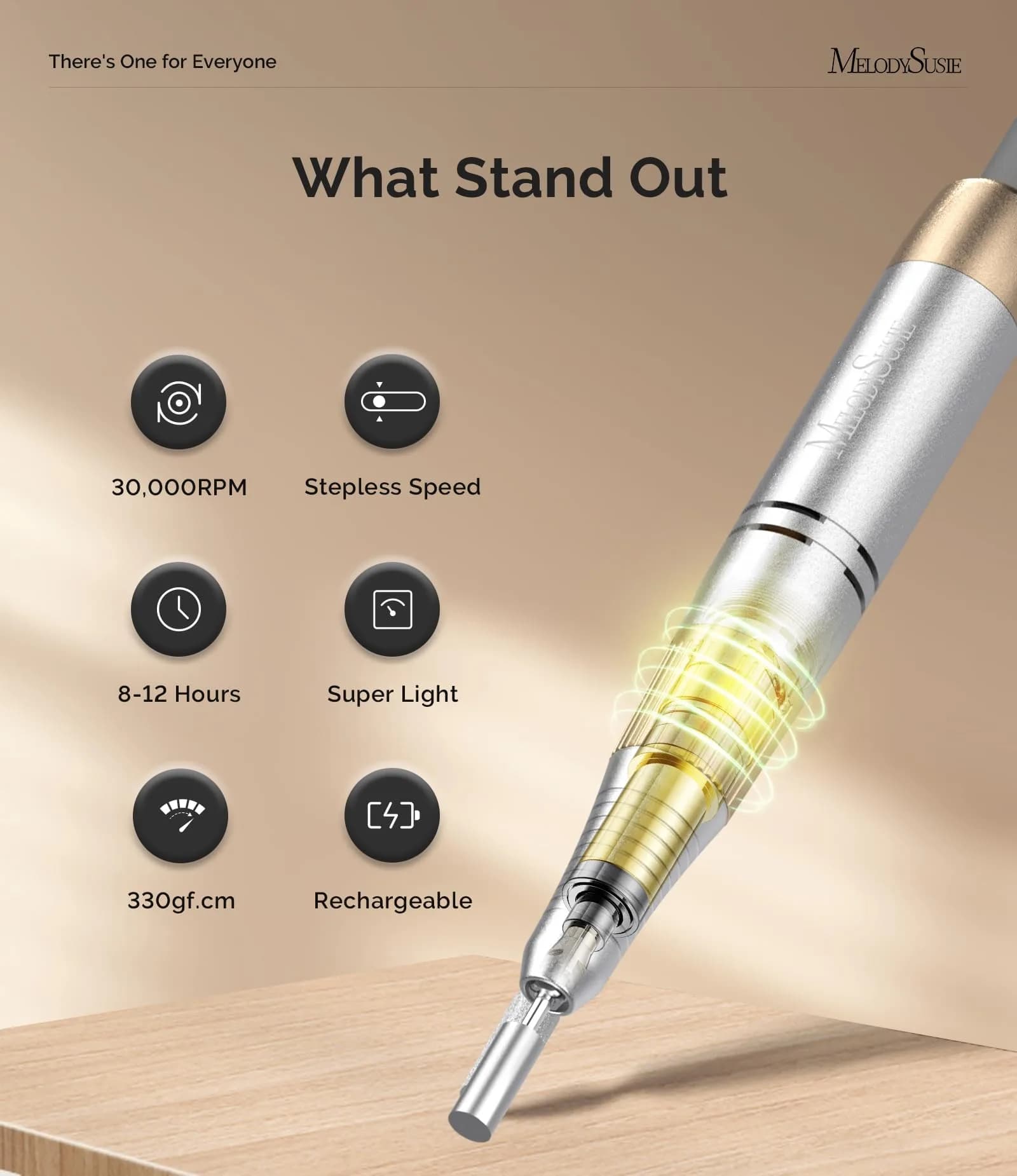 MelodySusie Professional Rechargeable Nail Drill Kit | 30,000 RPM High-Performance Motor - view 4