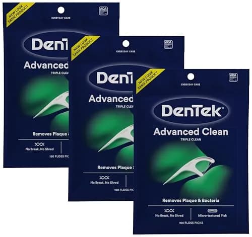 DenTek Triple Clean Advanced Clean Floss Picks 450 Count (150 Count Pack of 3) | Fluoride Infused Mint Floss thumbnail 1