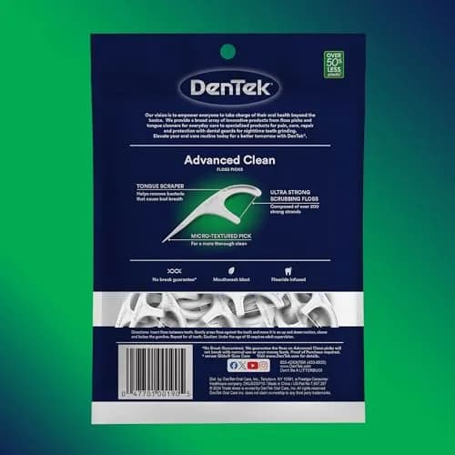 DenTek Triple Clean Advanced Clean Floss Picks 450 Count (150 Count Pack of 3) | Fluoride Infused Mint Floss thumbnail 8