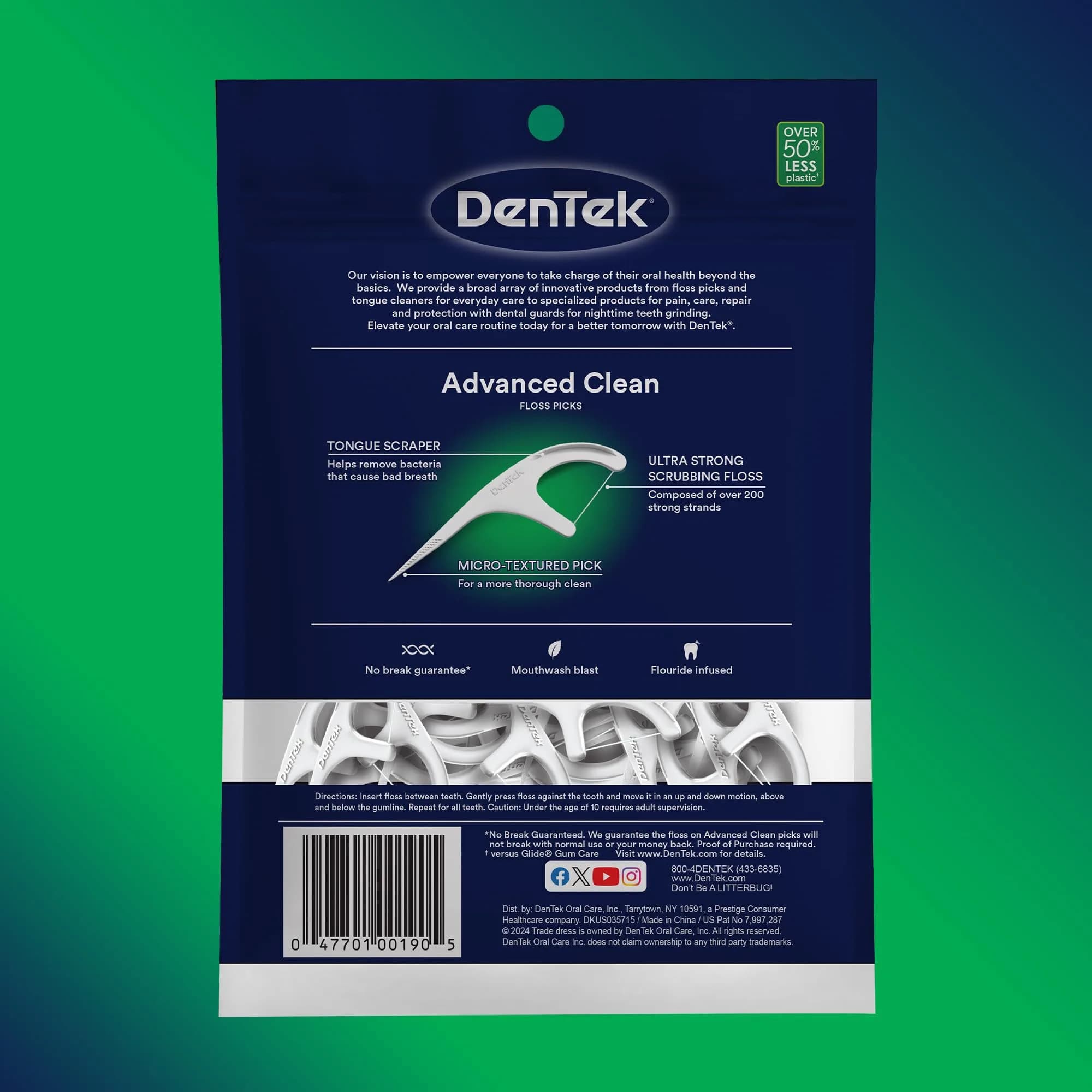 DenTek Triple Clean Advanced Clean Floss Picks 450 Count (150 Count Pack of 3) | Fluoride Infused Mint Floss - view 8
