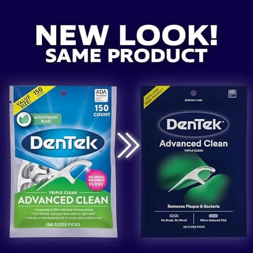 DenTek Triple Clean Advanced Clean Floss Picks 450 Count (150 Count Pack of 3) | Fluoride Infused Mint Floss thumbnail 2