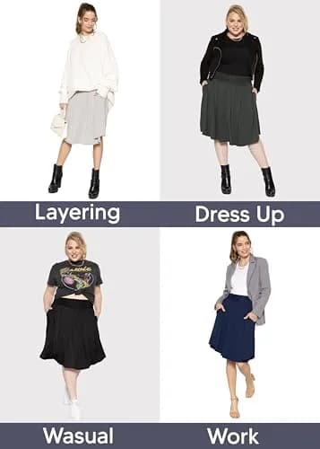 STRETCH IS COMFORT Women's Pocket Skirt Grass Green 5X | Flared Mid Length with Pockets (70-120 chars) thumbnail 5