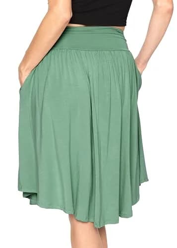 STRETCH IS COMFORT Women's Pocket Skirt Grass Green 5X | Flared Mid Length with Pockets (70-120 chars) thumbnail 3