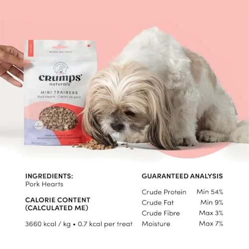 Crumps’ Naturals Mini Trainers Freeze Dried Pork Hearts 1.9oz | Protein & Training Reward (120c) thumbnail 8