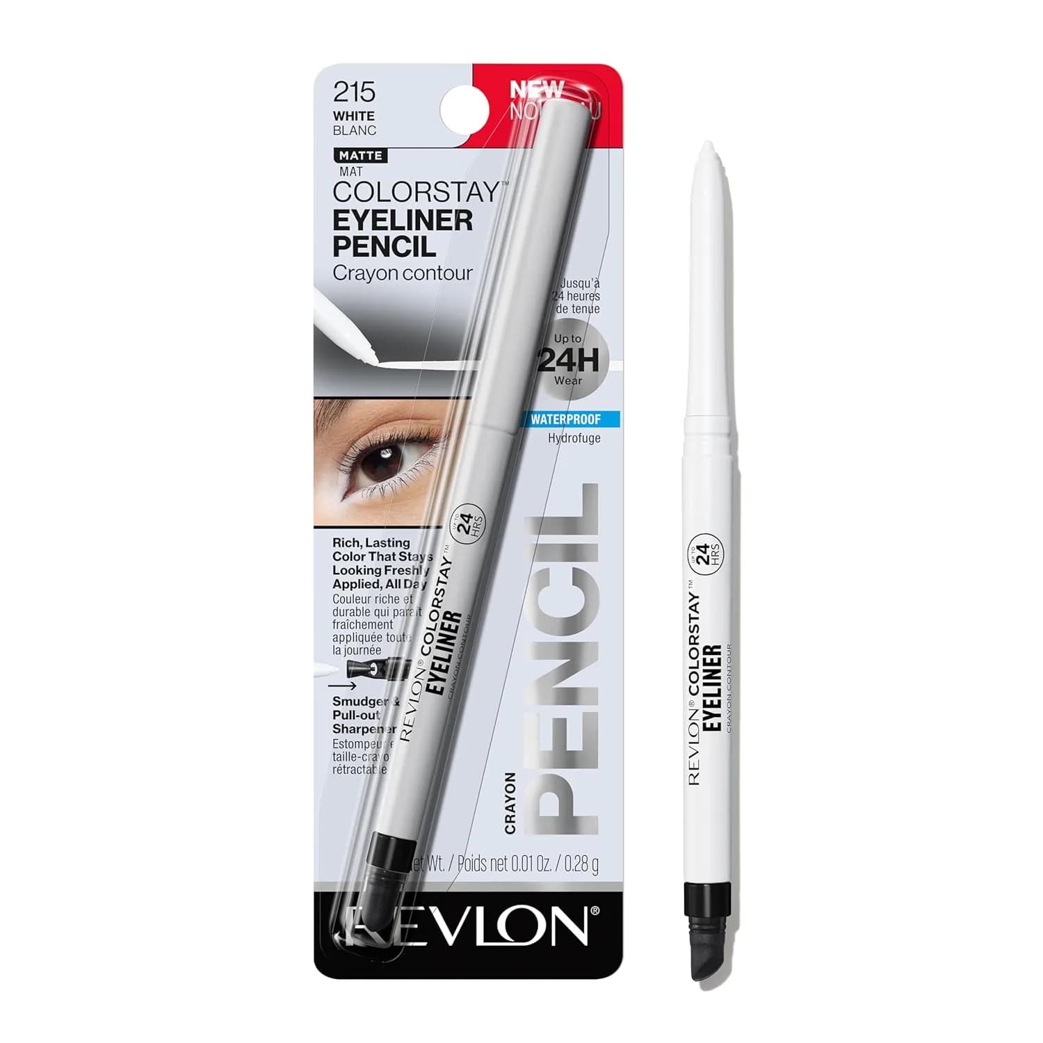 REVLON ColorStay Waterproof Eyeliner Pencil White 0.3g (0.01 oz) | Long-Lasting Matte Finish - main product image