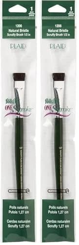 FolkArt Donna Dewberry One-Stroke Scruffy Brush 1.27 cm (1/2 Inch) Pack of 2 | For Detailed Textures & Shading thumbnail 1